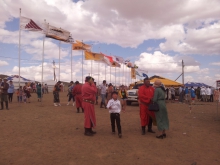 Corporate flags flying at Tsogt-Tsetsii Naadam 